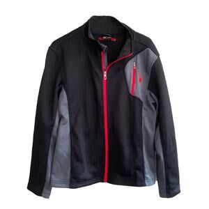 Spyder Track Jacket Black Grey Zip Up Mock Neck Zipped Pocket Activewear Size M